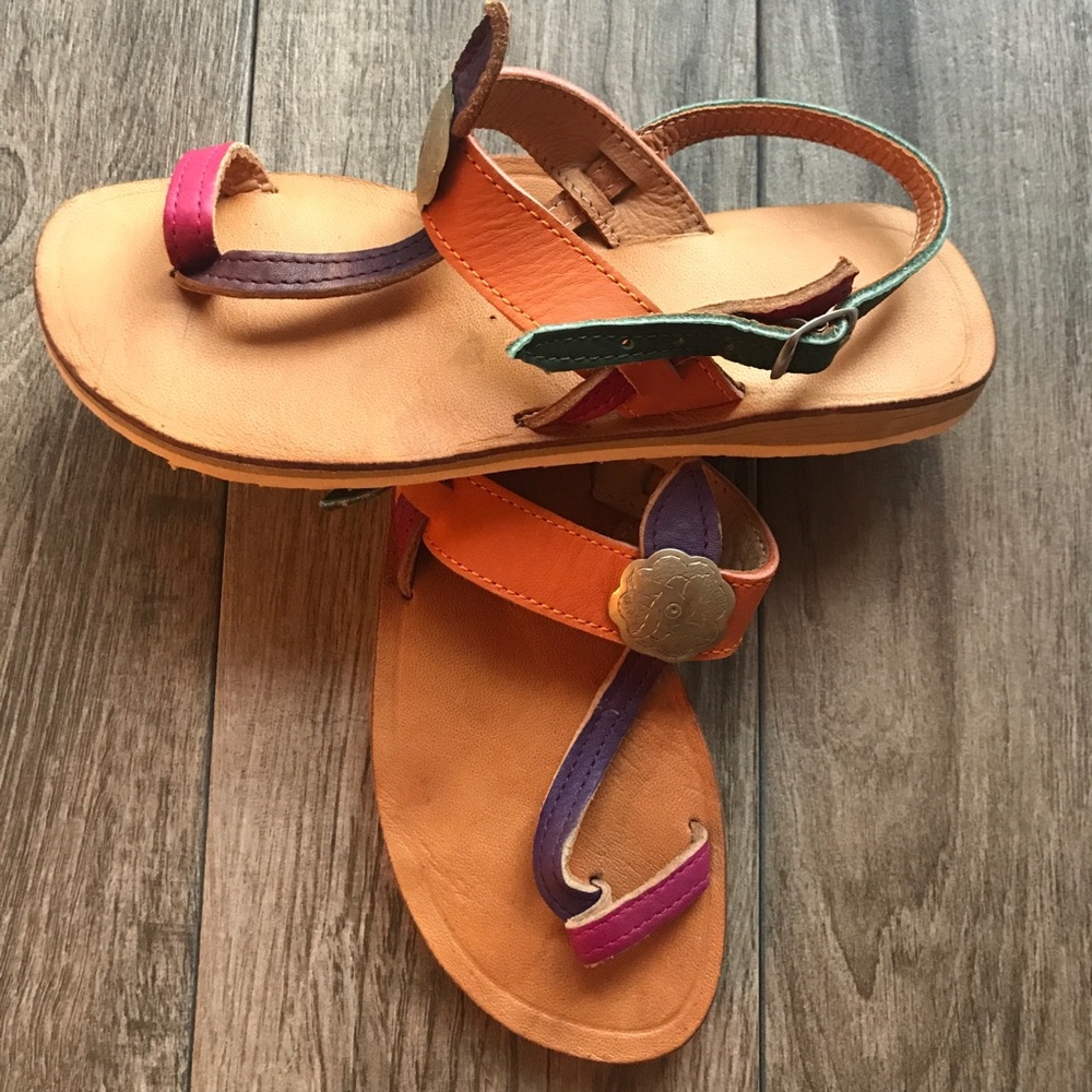 BOHO Handmade colorful Leather sandals size 6